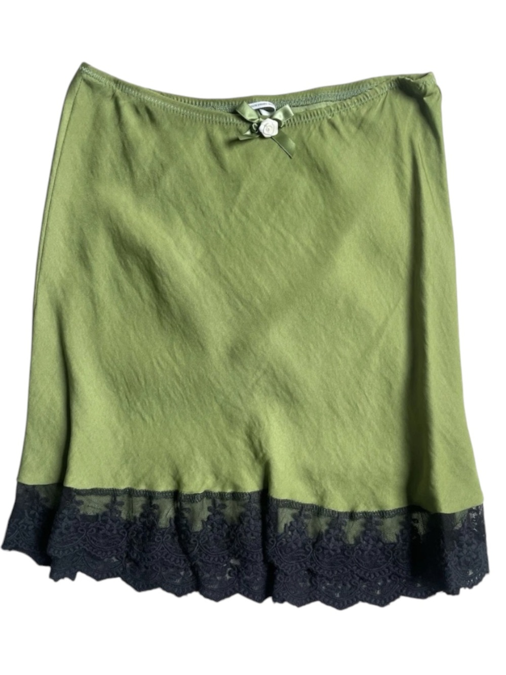 Out From Under Women’s Size S Olive Green Mini Skirt with Black Lace Trim